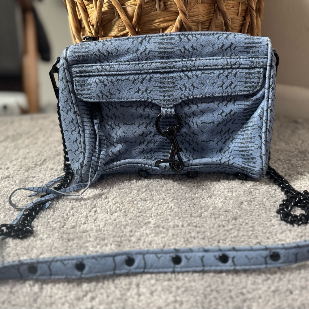Rebecca Minkoff Blue Textured snakeskin Crossbody Bag